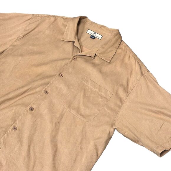 Tommy Bahama Other - Tommy Bahama Shirt Men Sz XL Brown Relax Silk Blend Button Up Hawaiian S/S Solid